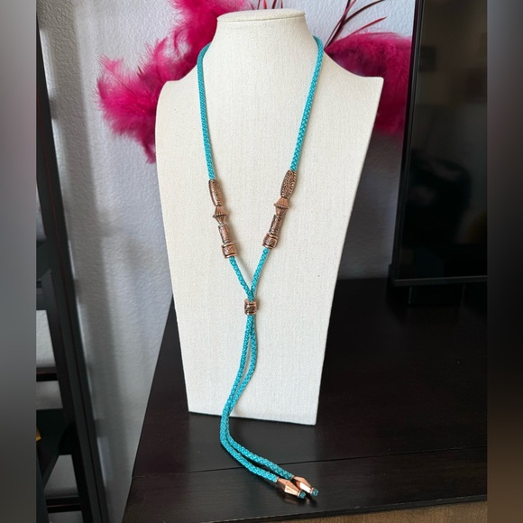 Vintage Cord Bolo Tie Necklace - Picture 2 of 7